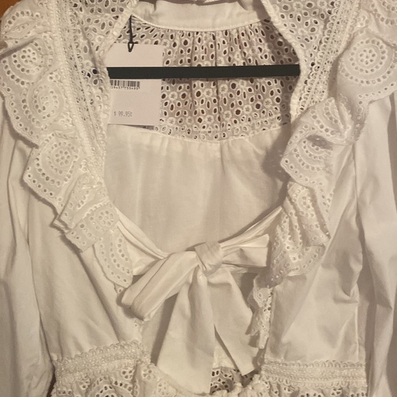 NWT GLAMOROUS 100% cotton UNIQUE white blouse size 8 - Picture 4 of 11